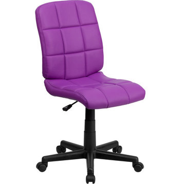 Mid-Back Quilted Vinyl Swivel Task Office Chair, Purple
