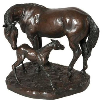 Sculpture EQUESTRIAN Lodge Mare New Foal by Belden Horse Chocolate