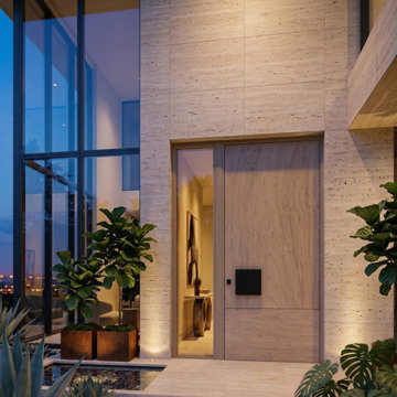 Modern Impact-Resistant Pivot Door with Premium 3-point lock.