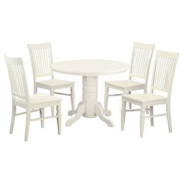 5-Piece Table Set for Dinette Table and 4 Dining Chairs, Linen White