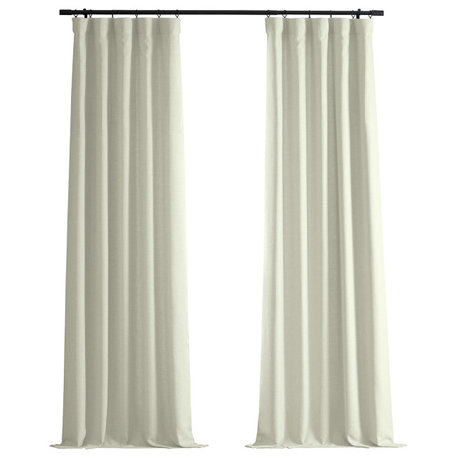 Italian Faux Linen Curtain Single Panel, Gravity Ivory, 50"x108"