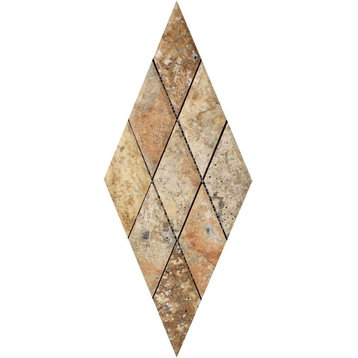 Scabos Travertine Deep-Beveled Diamond Mosaic, 3 X 6 Honed