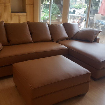 Brown Leather Sectional w/ Loose Pillows | The Sofa Company