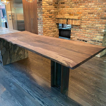 Claro Walnut Single Slab Island