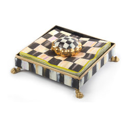 Courtly Check Cocktail Napkin Holder Set | MacKenzie-Childs - Napkin Holders