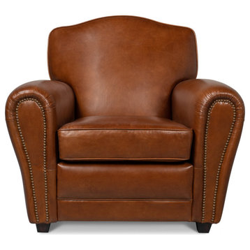 Elite French Brown Leather Club Chair