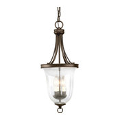 Seeded Glass 3 Light Foyer Pendant in Antique Bronze