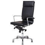 Nuevo Furniture - Nuevo Furniture Carlo Office Chair in Black - Comfort, versatility and sleek ergonomic design imbues the Carlo high back office chair with its own sense of distinction and style. A contemporary aesthetic, highlighting refined design, the Carlo high back has a double padded, fully adjustable, seat and tall back rest in rich tailored naugahyde for added comfort, with chrome accented arms and 5 star castor base for 360 degree swivel.