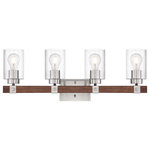 Nuvo Lighting - Arabel - 4 Light Vanity - with Clear Seeded Glass -Brushed Nickel and Nutmeg Woo - The Arabel 60-6964 4 light vanity wall fixture features a brushed nickel and nutmeg wood finish with clear seeded glass to add a decorative touch to your room.