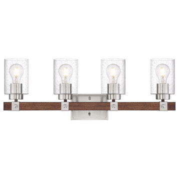 Arabel - 4 Light Vanity - with Clear Seeded Glass -Brushed Nickel and Nutmeg Woo
