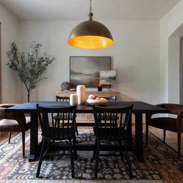 Dining room with warm transitional styling