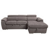 Haruko Storage Sleeper Sectional Sofa, Light Brown Fabric