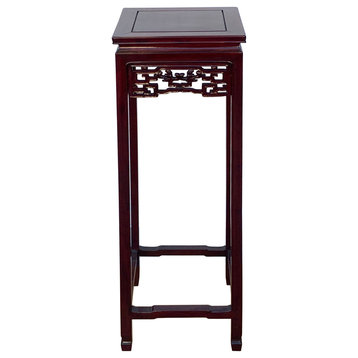 Oriental Square Red Brown Mahogany Stain Plant Stand Pedestal Table Hws1608