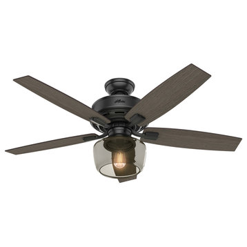 Hunter Fan Company 52" Bennett Matte Black Ceiling Fan With Light and Remote