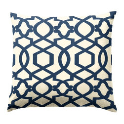 Blue Trellis Throw Pillow - Decorative Pillows