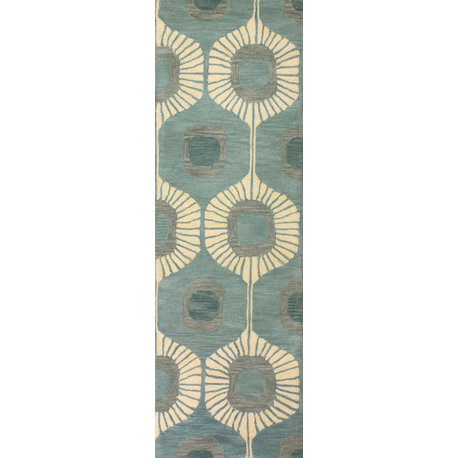 Bashian Woodbridge Area Rug, Aqua, 2.6'x8'