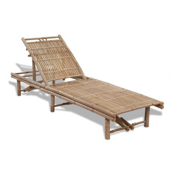 vidaXL Sunlounger Bamboo Adjustable Chaise Lounge Outdoor Pool Chair Day Bed