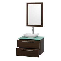 30 inch Single Bathroom Vanity in Espresso, Green Glass Top - Bathroom Vanities And Sink Consoles