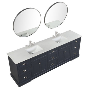 Eviva Epic 96" Transitional Charcoal Gray Vanity With Brushed Nickel Hardware