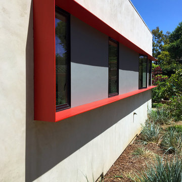 Red Window Trim on a Modern Masterpiece in La Costa