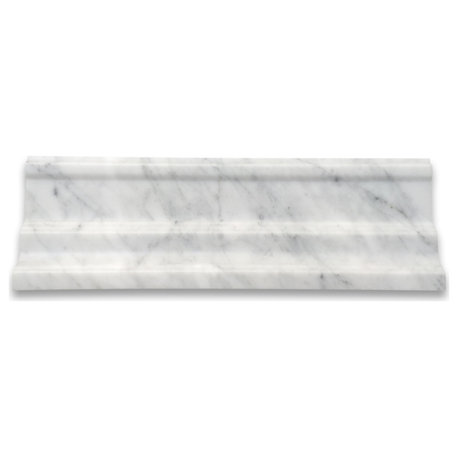 Carrara White Marble Large Cap Crown Square Edge Trim Molding Honed, 1 piece