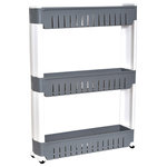 Evideco - 3 Tier Slim Rolling Multi Purpose Utility Cart Kitchen-Bath Gray-White - *3 TIER SPACE SAVER STORAGE TOWER: This utility cart can easily slide out of any narrow space in your kitchen, laundry room or bathroom and provides ample storage space for items. Its compact design fits great between washer and dryer, the perfect way to utilize tight spaces in your home for storage and organization