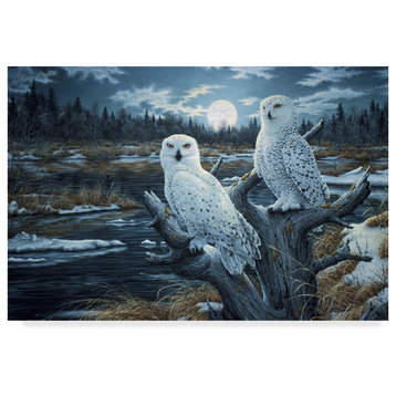 Jeff Tift 'Snowy Owls' Canvas Art, 24"x16"