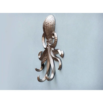 Brushed Nickel Wall Mounted Octopus Hooks 7"