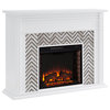 Hanston Tiled Marble Fireplace, White and Gray