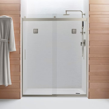 Kohler Sliding Glass Shower with Square Showerhead and Body Sprays