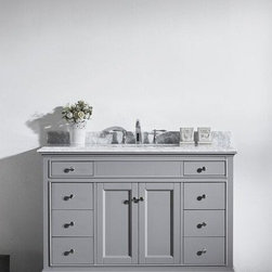 48 inch Gray Bathroom Vanity Set with White Carrera Marble Top - Bathroom Vanities And Sink Consoles