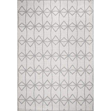 nuLOOM Saunders Geometric Indoor/Outdoor Striped Area Rug, Light Gray, 8'x10'