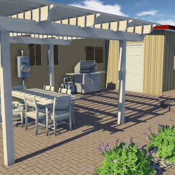 Backyard Living in Scottsdale with Desert Planters