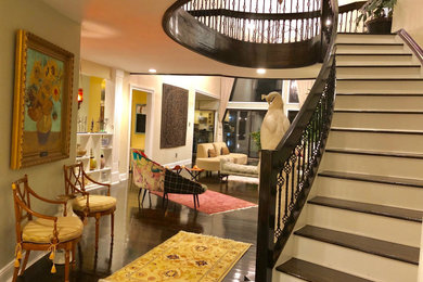Example of a transitional living room design in New York