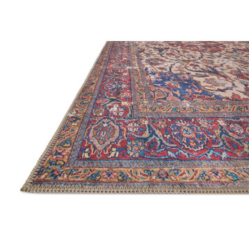 Ivory,Red,Blue,Gold Printed Loren Area Rug by Loloi, 5'0"x7'6"