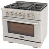Professional 36" 5.2 cu.ft. Gas Range, Two 21K Power Burners, Classic Silver, Natural Gas