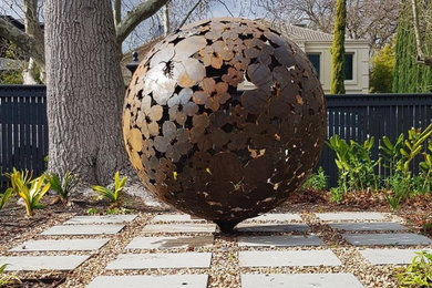 1280mm dia Corten Hibiscus sphere sculpture