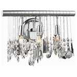Elegant Lighting - Elegant Lighting V3100W16C/RC Chorus Line - Three Light Wall Sconce - Like a Broadway show, the Chorus Line wall sconce dazzles in perfect synchronicity. The ensemble of royal-cut crystals dance together to bring a spectacular performance of light to your bedroom, dining room, or entryway. The profusion of crystal prisms, pears, balls, and beads appear to be dangling in the air, backlit with candelabra bulbs (not included) for an overall glow from end to end. This refined, yet jazzy number will get great reviews from your guests as you bring them a show of illumination they will never forget.   Room use: Dining room; Living room; Bedroom; Bathroom; Entry Way; Closet  The fixture is 8 inches wide and 4.5 inches in height, with an extension of 6 inches  Warm, brilliant light is created by 2 light bulbs. (not included).   Hallway/Living Room/Bedroom/Bathroom/Entry Way 2 Years  Mounting Direction: Down  Assembly Required: Yes  Shade Included: Yes  Dimable: YesChorus Line Three Light Wall Sconce Chrome Clear Royal Cut Crystal *UL Approved: YES *Energy Star Qualified: n/a  *ADA Certified: n/a  *Number of Lights: Lamp: 3-*Wattage:40w E12 bulb(s) *Bulb Included:No *Bulb Type:E12 *Finish Type:Chrome