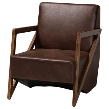 Adriah Midcentury Modern Faux Leather Accent Chair