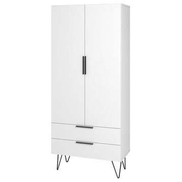Manhattan Comfort Beekman 6 Shelves Engineered Wood Tall Cabinet in White