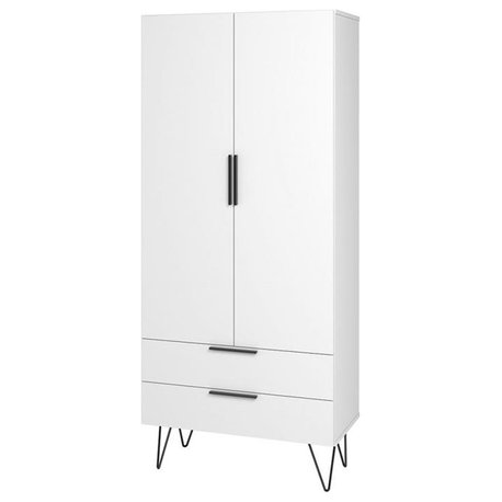 Manhattan Comfort Beekman 6 Shelves Engineered Wood Tall Cabinet in White