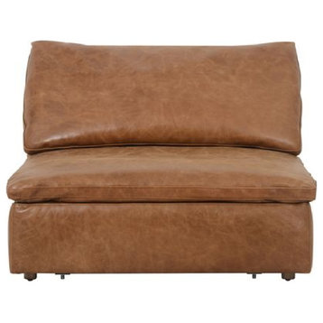 Camel Leather Sectional Sofa L | Andrew Martin Truman, Armless Section
