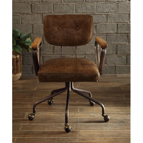 Hallie Top Grain Leather Office Chair, Vintage Whiskey, Vintage Whiskey