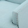 GDF Studio Talette Studded Sky Blue Fabric Club Chair, Light Blue