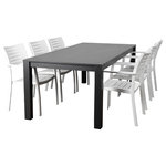International Home Miami Corp - Atlantic Noordam 7-Piece Rectangular Patio Dining Set - This 7-Piece Patio Dining Set is the perfect match for every patio and will give your backyard the class and elegance for outdoor dining. This set combines luxury, beauty, comfort, and an affordable price. This lightweight aluminum furniture is made from the highest quality alloys and is based on a framework of only new aluminum which maintains the original quality of the material. Aluminum, once coated is 100% rust-free. Chair is coated with Dura coat, polymer-based, multi-layer powder coating for effective protection from the weather. This contemporary set is primarily designed for outdoor purposes but can also be used indoors giving your home a modern touch. Durable and well-designed construction is key components of this great patio set.