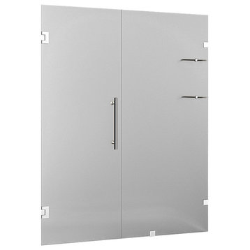 Nautis GS 60"x72" Completely Frameless Frosted Shower Door With Shelves, Stainle