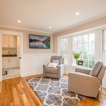 The sitting area used to be a breakfast area, but with the new layout that inclu