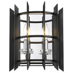 Z-Lite - Haake 2 Light Wall Sconce, Chrome - Intriguing design detailing lends a compelling effect to this chrome and black matte steel two-light wall sconce. Enjoy a modern twist on a vintage historical theme, embellished with candelabra-style bulb mounts.