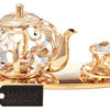 24K Gold Plated Crystal Studded Gold Tea Set Ornament