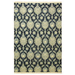Bareens Designer Rugs - Chic Ziegler Mario Blue Hand-Knotted Wool and Silk Rug - 9'10'' x 14'1'' - Enhance the ambiance of your home with this magnificent Persian-influenced Turkish hand-knotted rug made by skilled artisans capable of creating the most exceptional vegetable dyes and hand-spun wool. This exquisite handmade rug is a one-of-a-kind Peshawar Kafkaz, otherwise identified as Chobi, Chobi Peshawar, Oushak, or Ziegler rug. These handmade rugs are crafted in Pakistan utilizing superior-quality wool imported from Australia, New Zealand, and Korea in two types of weaves: the Persian weave and the Mori weave. This rug is meticulously crafted by hand using the finest natural vegetable dyes extracted from local plants. The artisans use a blend of hand-spun local and fine merino wool, resulting in a rug with a compelling texture, higher lanolin content, and longer staple. The artisans occasionally incorporate natural or artificial silk into the pile to enhance specific motifs. The finished product is an awe-inspiring execution of flawless design and an understated palette that exudes elegance.